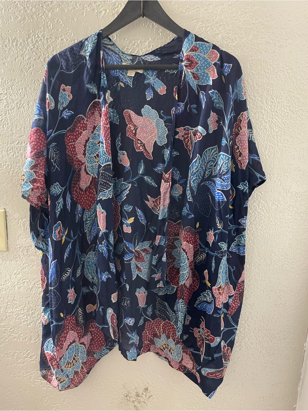LOFT Navy Floral Open-Front Kimono
